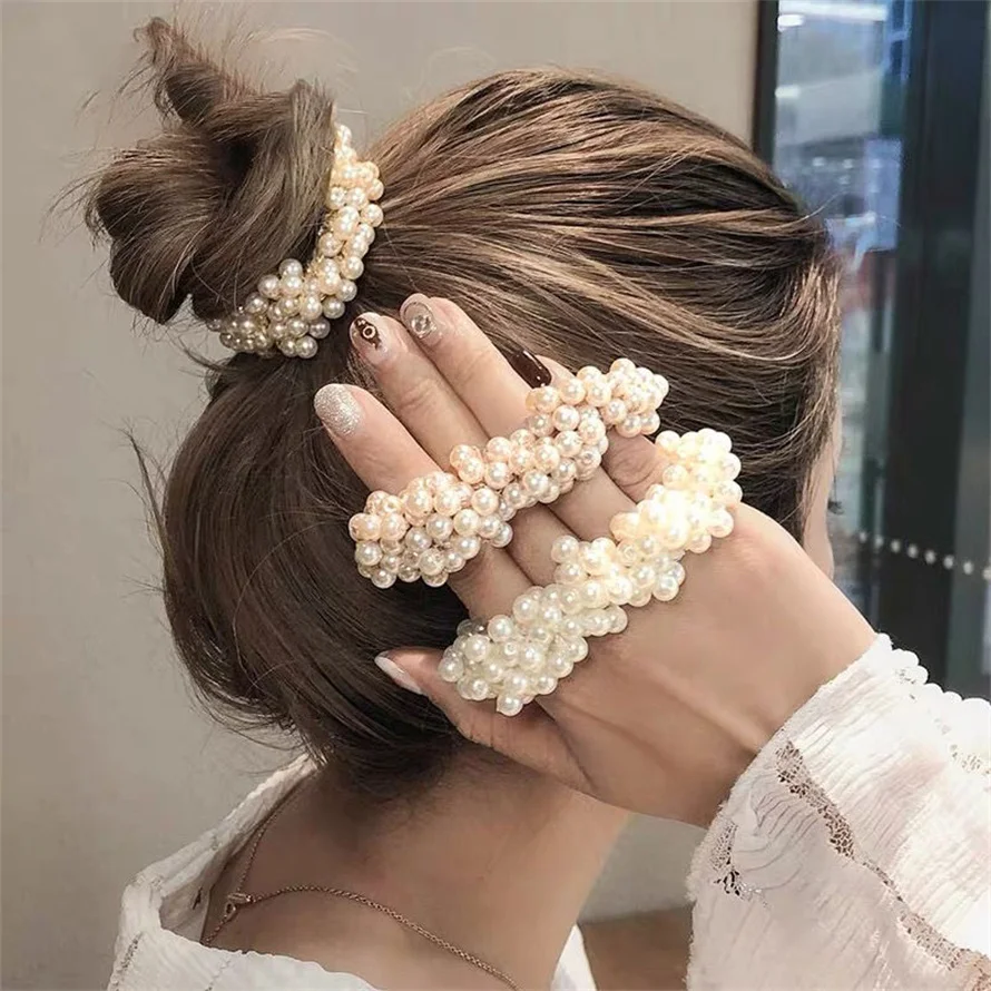 Woman Elegant Pearl Hair Ties  - đánh giá và giá Silicone Band Women
