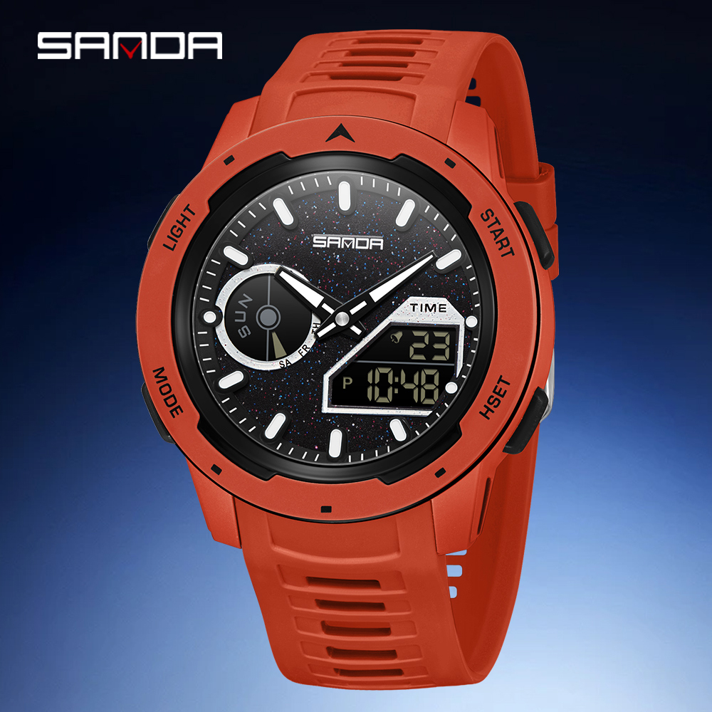 SANDA new men's fluorescent wa - đánh giá và giá Rubber Strap Diver