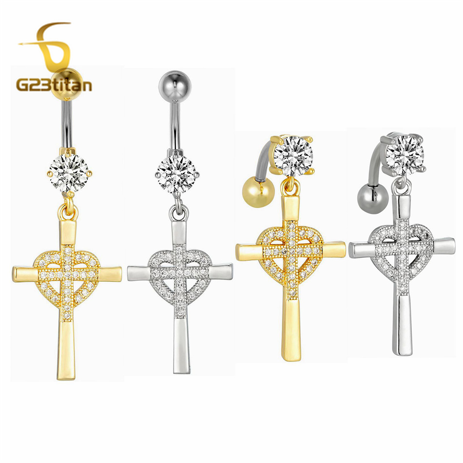CZ Heart Cross Zircon Dangled  - đánh giá và giá Curved Spring Bar