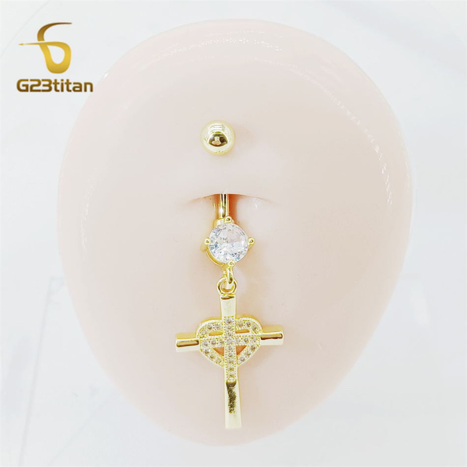 CZ Heart Cross Zircon Dangled  - đánh giá và giá Curved Spring Bar