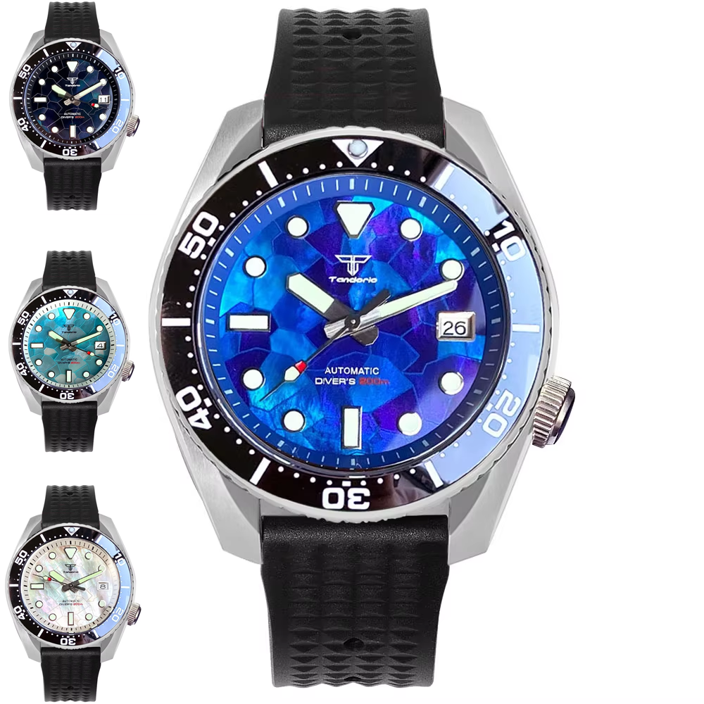 Tandorio 42.5mm Japan NH35A Au - đánh giá và giá Rubber Strap Diver