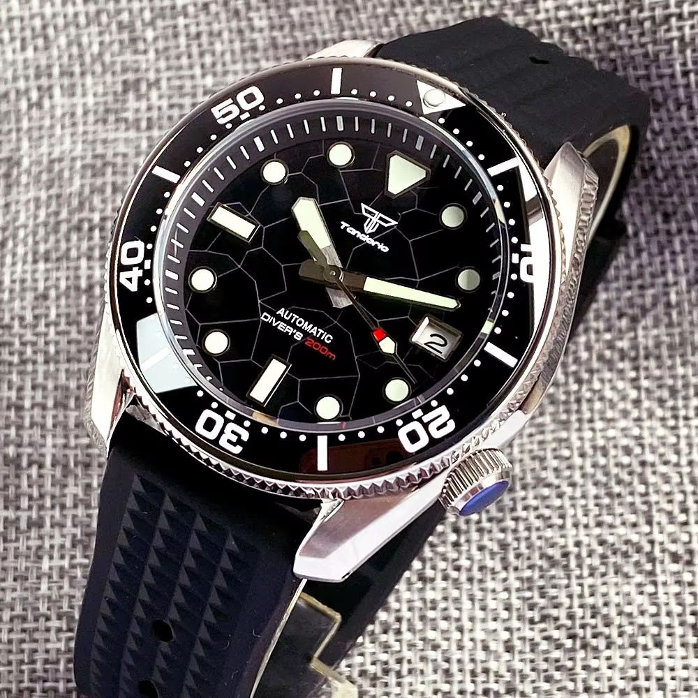 Tandorio 42.5mm Japan NH35A Au - đánh giá và giá Rubber Strap Diver