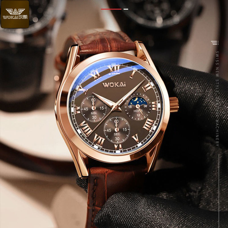 WOKAI Fashion Casual Business  - đánh giá và giá Leather Watch Band Men