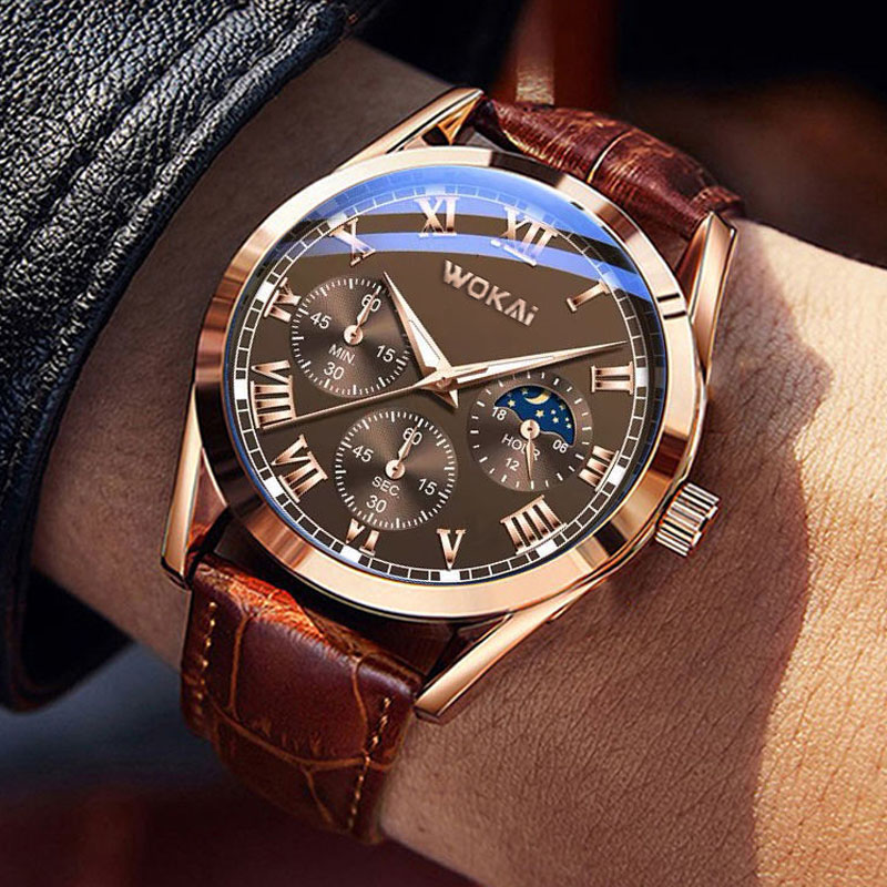 WOKAI Fashion Casual Business  - đánh giá và giá Leather Watch Band Men