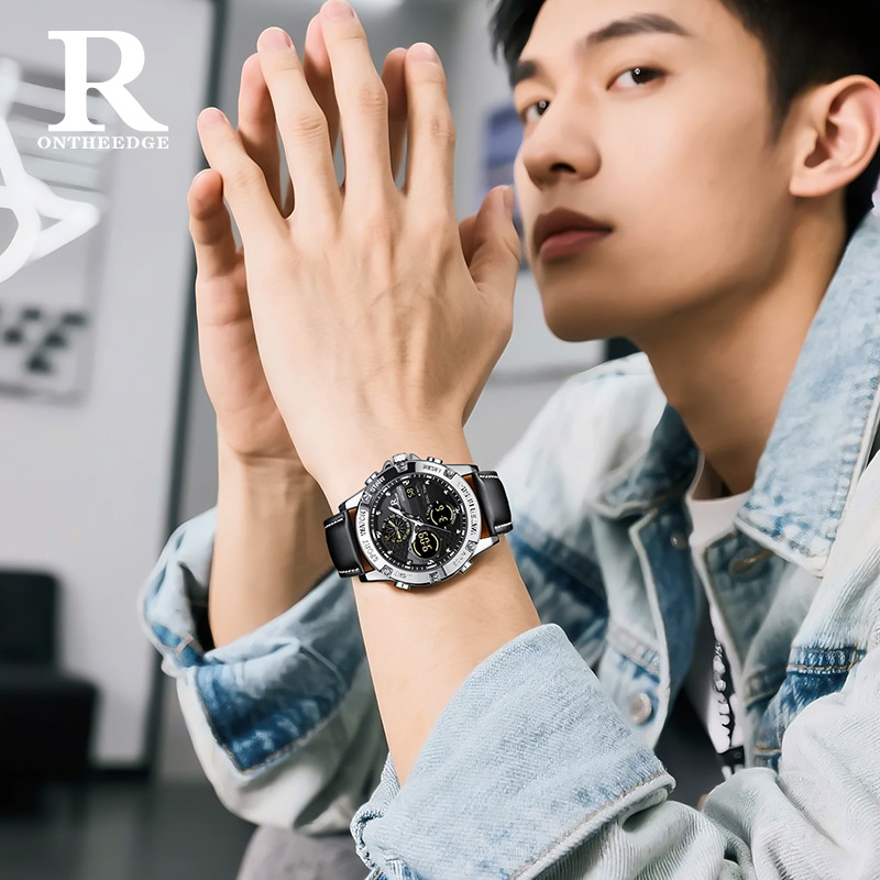 Fashion Men’s Big Face Quartz  - đánh giá và giá Leather Watch Band Men