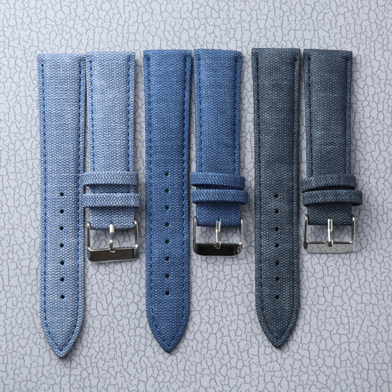 Denim Leather Strap 10mm 12mm  - đánh giá và giá Canvas Strap Watch