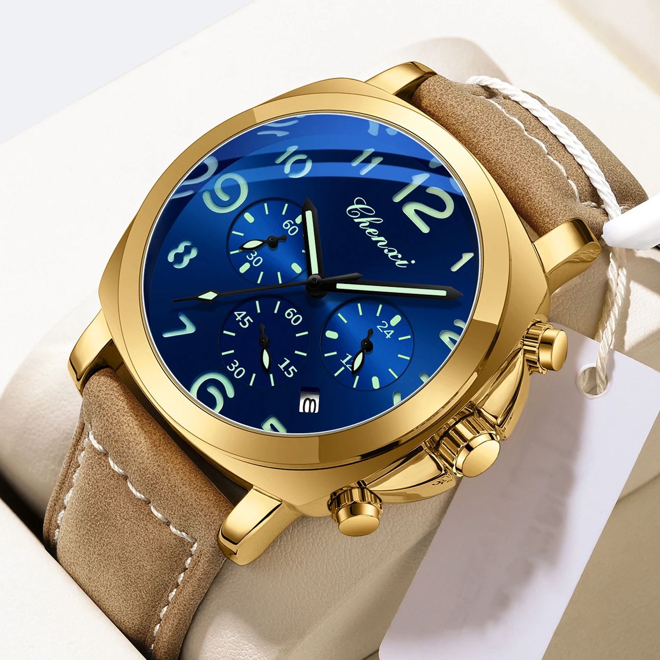 CHENXI Men Watch Multifunction - đánh giá và giá Leather Watch Band Men