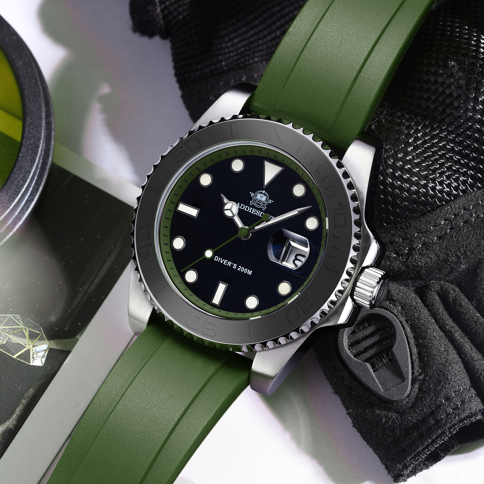 ADDIESDIVE Rotatable Ceramic B - đánh giá và giá Rubber Strap Diver