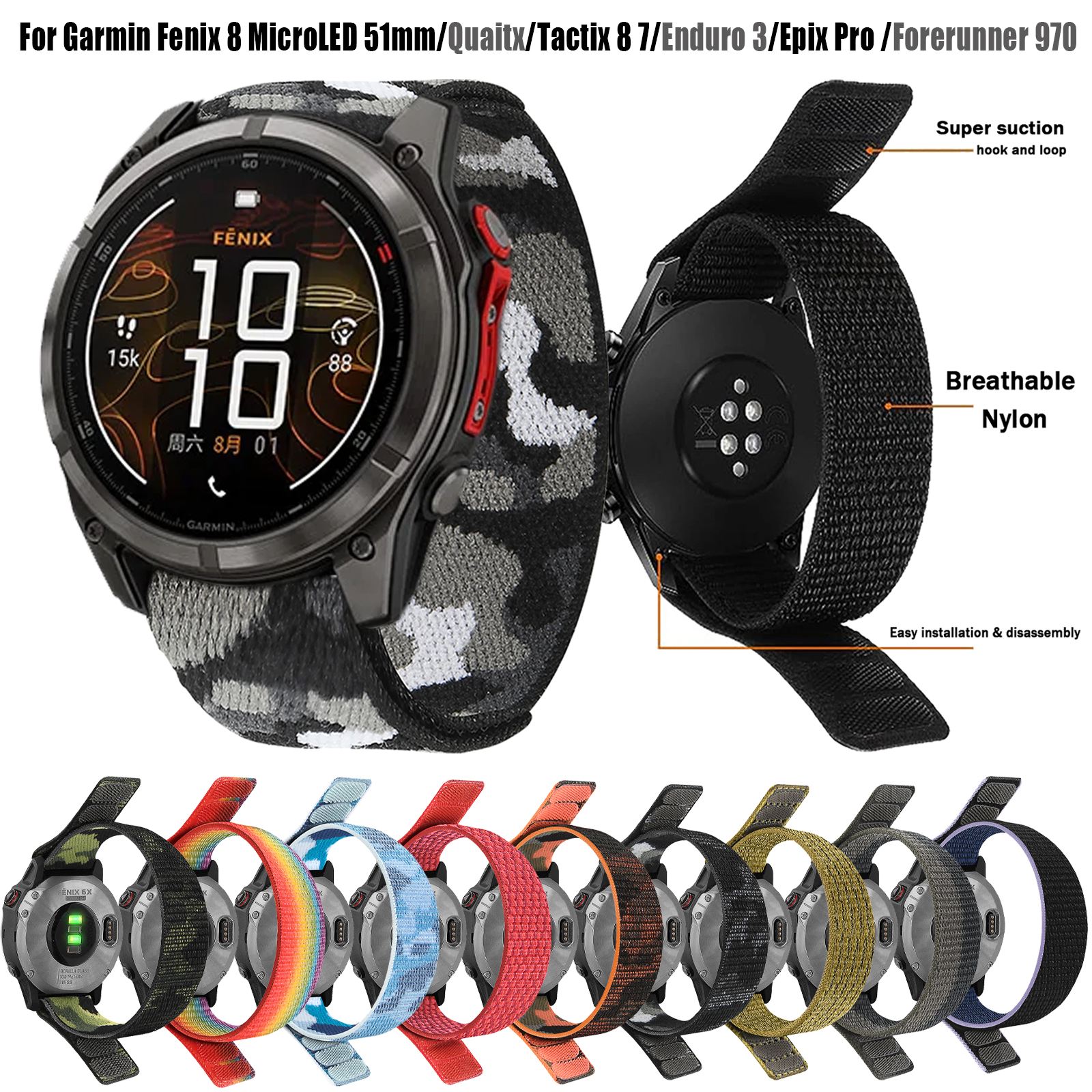 22mm 26mm Nylon QuickFit Strap - đánh giá và giá Sport Loop Velcro