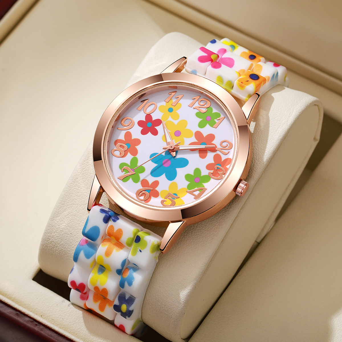 Fashion Flowers Printed Women  - đánh giá và giá Silicone Band Women