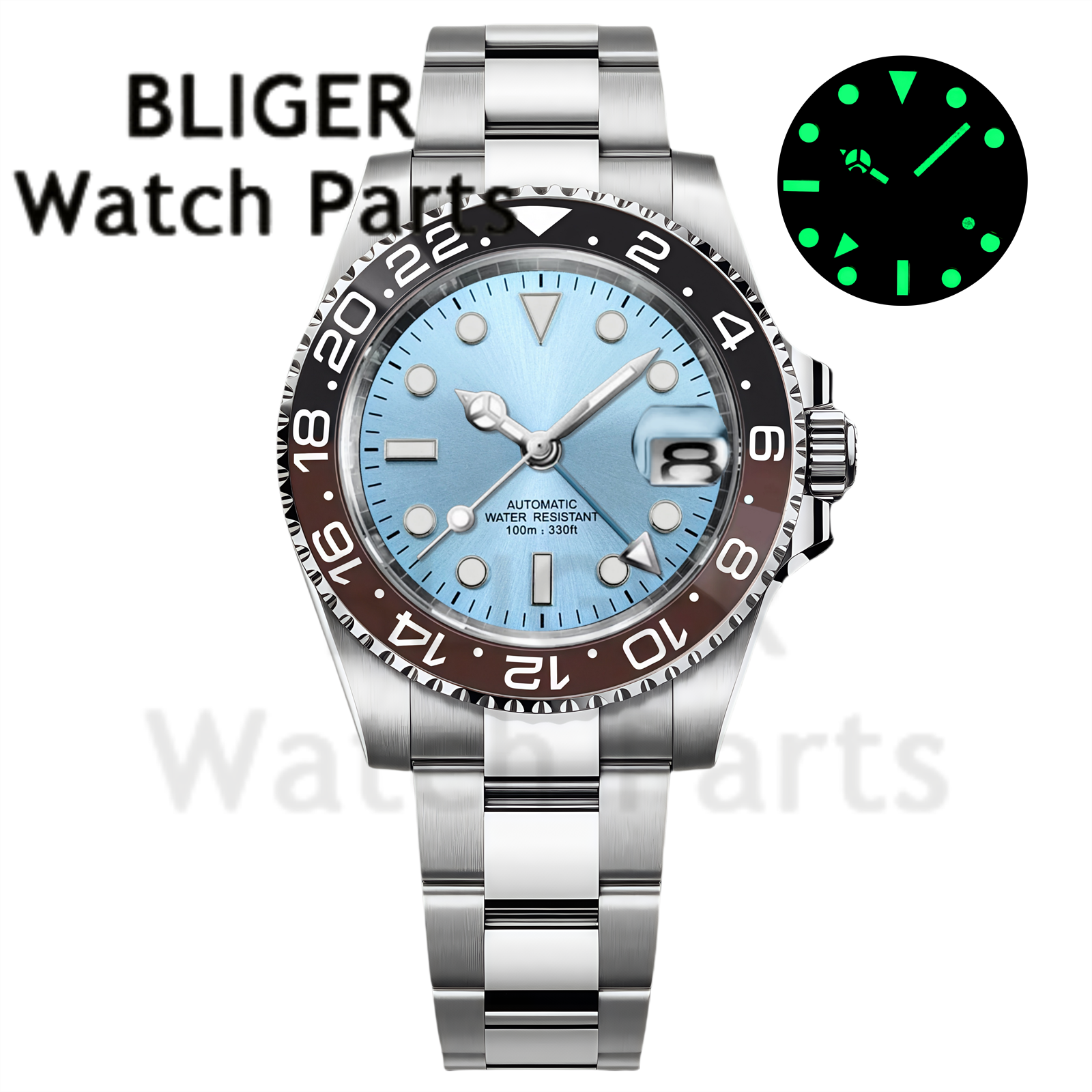 Custom Fashion GMT 40mm Men NH - đánh giá và giá Stainless Bracelet Diver