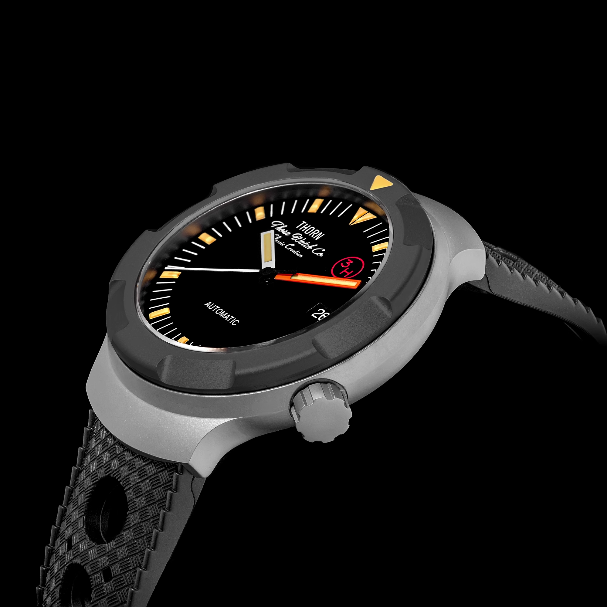 Thorn 42mm Men's Retro Titaniu - đánh giá và giá Rubber Strap Diver